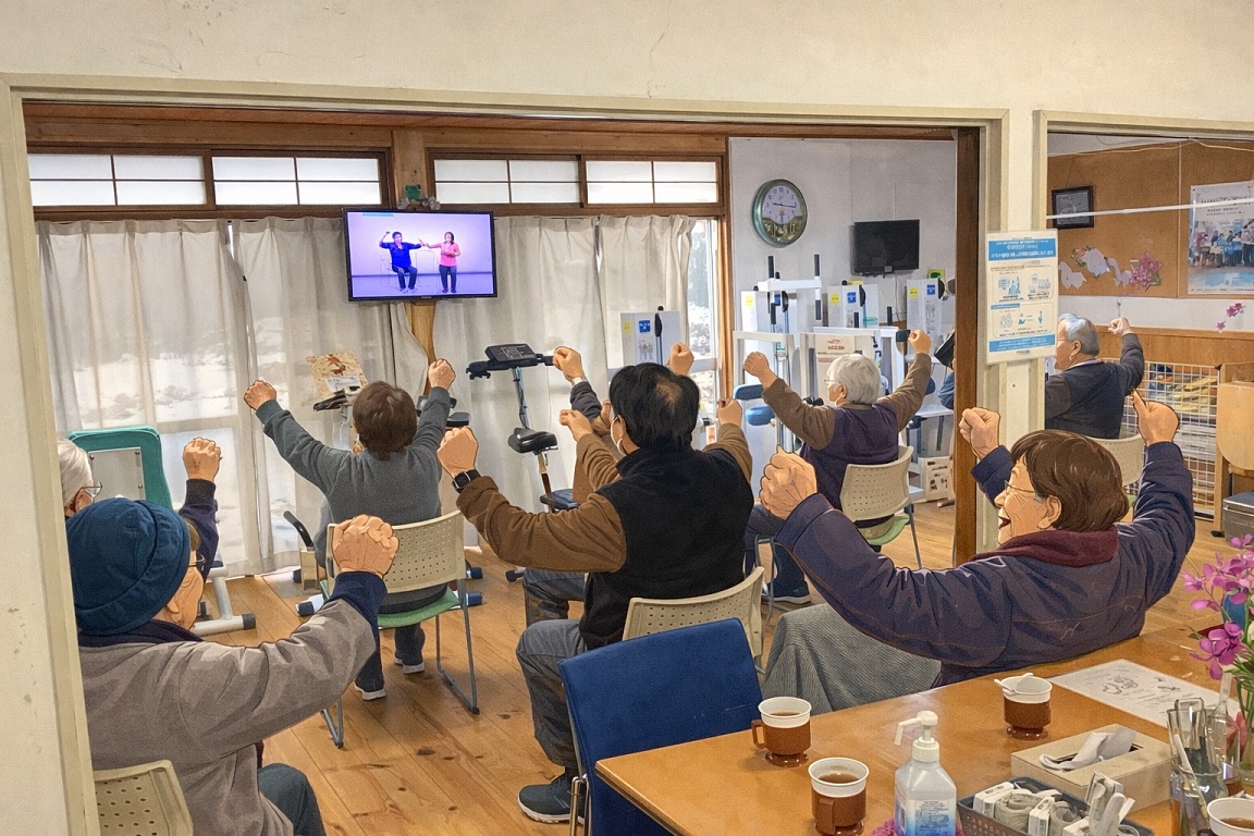 爽快に サービス受け 機能訓練 筋力つけて 元気に歩く